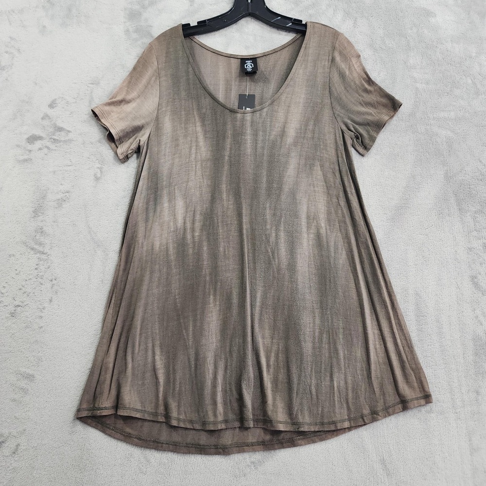 NEW Agnes & Dora Top‎ Womens XS Brown Everyday Tee Scoop Neck Tunic Short Sleeve